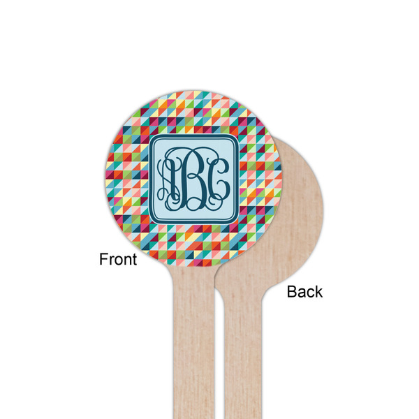 Retro Triangles Wooden 6" Stir Stick - Round - Single Sided - Front & Back