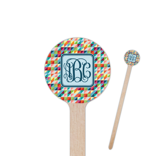 Custom Retro Triangles 7.5" Round Wooden Stir Sticks - Single Sided (Personalized)