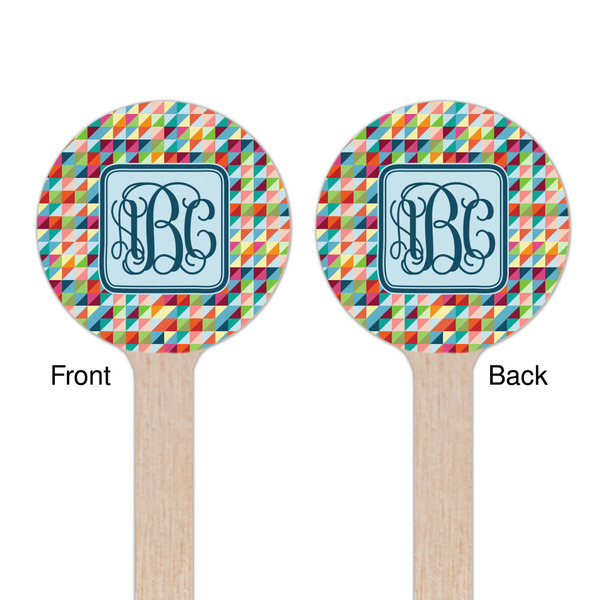 Retro Triangles Wooden 7.5" Stir Stick - Round - Double Sided - Front & Back