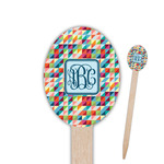 Retro Triangles Oval Wooden Food Picks (Personalized)