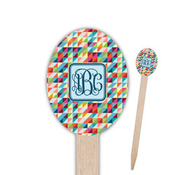 Retro Triangles Oval Wooden Food Picks (Personalized)
