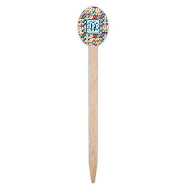 Retro Triangles Wooden Food Pick - Oval - Single Pick