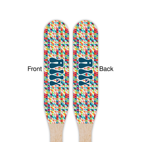 Retro Triangles Wooden Food Pick - Paddle - Double Sided - Front & Back