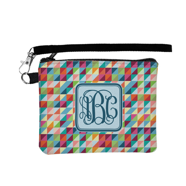 Custom Retro Triangles Wristlet ID Case w/ Monogram
