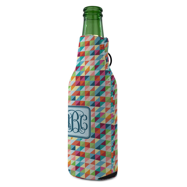Retro Triangles Zipper Bottle Cooler - ANGLE (bottle)