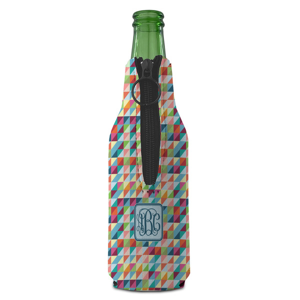 Retro Triangles Zipper Bottle Cooler - BACK (bottle)