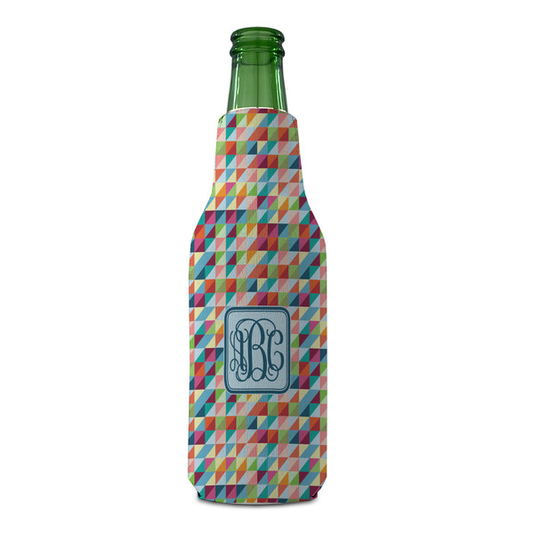 Retro Triangles Zipper Bottle Cooler - FRONT (bottle)