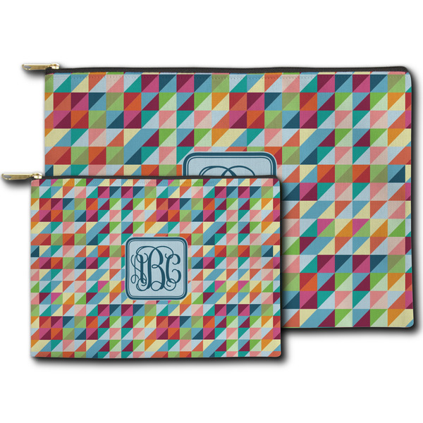 Retro Triangles Zippered Pouches - Size Comparison