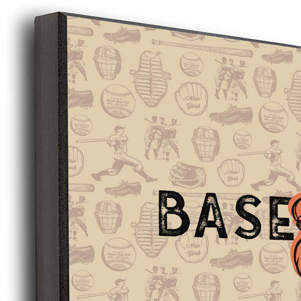 Retro Baseball 11x14 Wood Print - Closeup