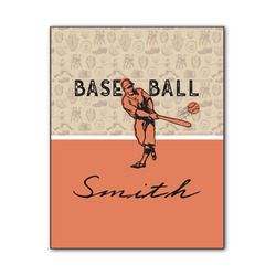 Retro Baseball Wood Print - 11x14 (Personalized)