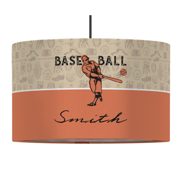 Custom Retro Baseball 12" Drum Pendant Lamp - Fabric (Personalized)