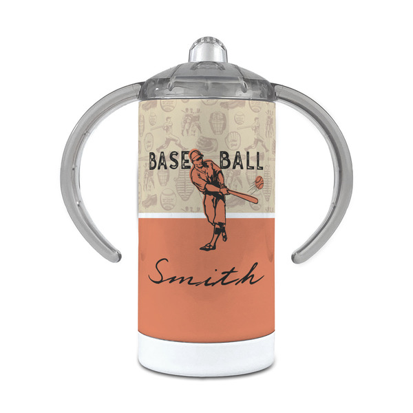 Custom Retro Baseball 12 oz Stainless Steel Sippy Cup (Personalized)