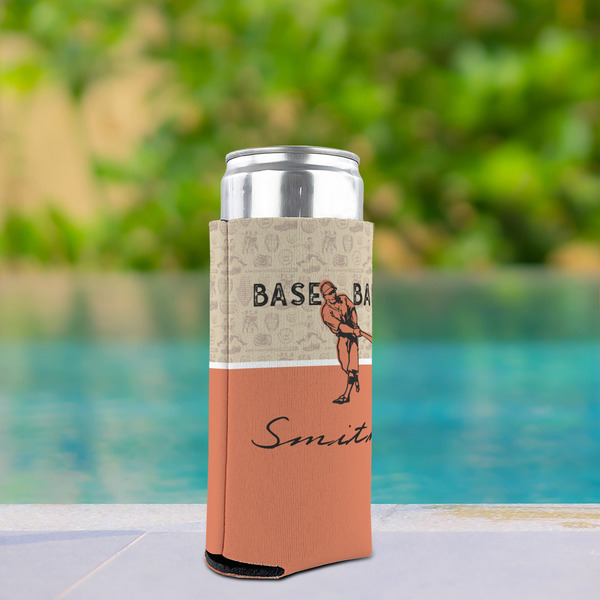 Retro Baseball Can Cooler - Tall 12oz - In Context