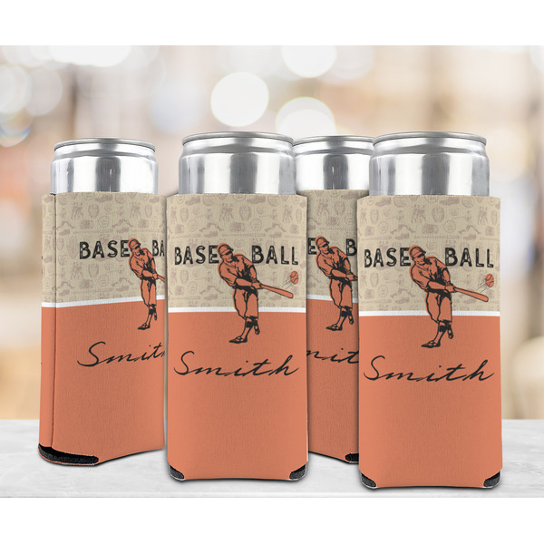 Retro Baseball 12oz Tall Can Sleeve - Set of 4 - LIFESTYLE