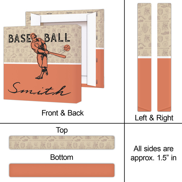 Retro Baseball 12x12 - Canvas Print - Approval