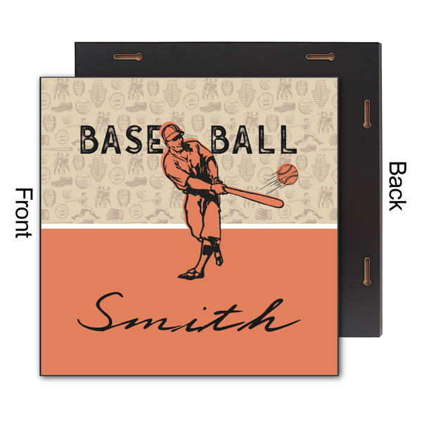 Retro Baseball 12x12 Wood Print - Front & Back View