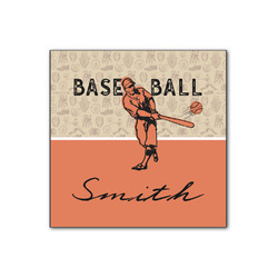 Retro Baseball Wood Print - 12x12 (Personalized)