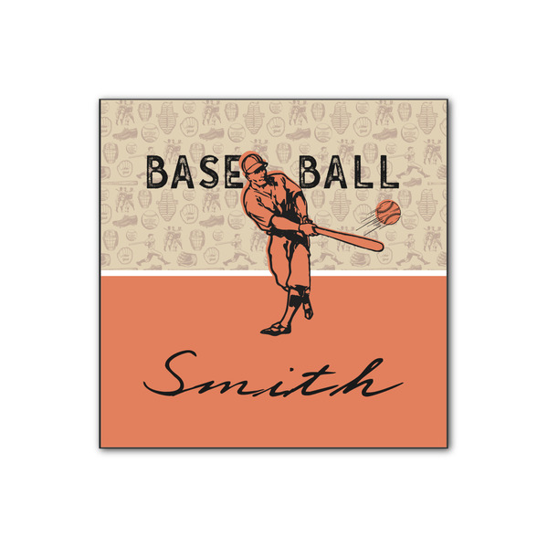 Custom Retro Baseball Wood Print - 12x12 (Personalized)