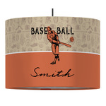 Retro Baseball 16" Drum Pendant Lamp - Fabric (Personalized)