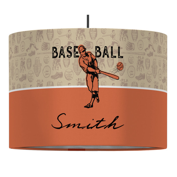 Custom Retro Baseball 16" Drum Pendant Lamp - Fabric (Personalized)