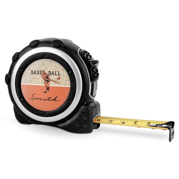 Retro Baseball 16 Foot Black & Silver Tape Measures - Front