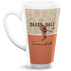 Retro Baseball 16 Oz Latte Mug (Personalized)