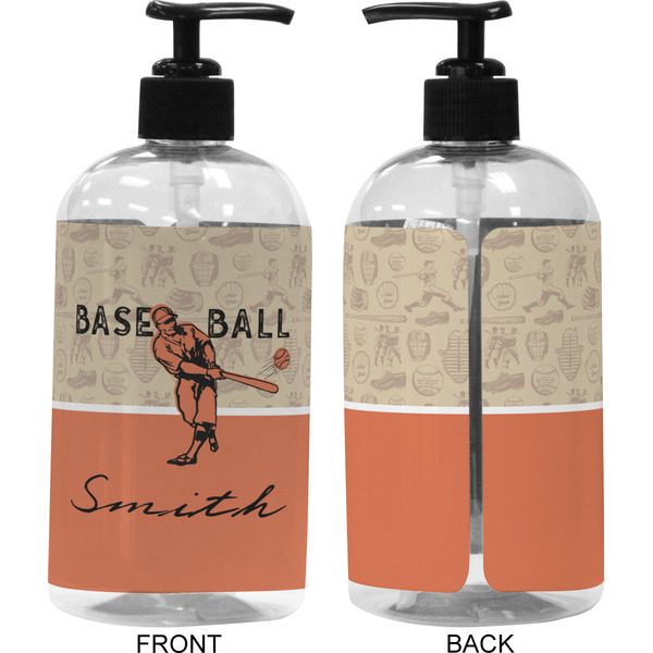 Retro Baseball 16 oz Plastic Liquid Dispenser (Approval) - Black