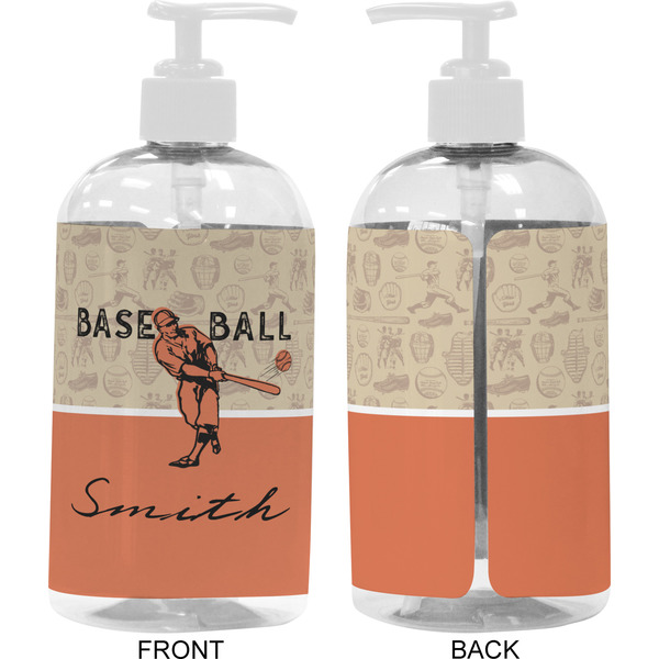 Retro Baseball 16 oz Plastic Liquid Dispenser- Approval- White