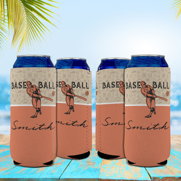 Retro Baseball 16oz Can Sleeve - Set of 4 - LIFESTYLE