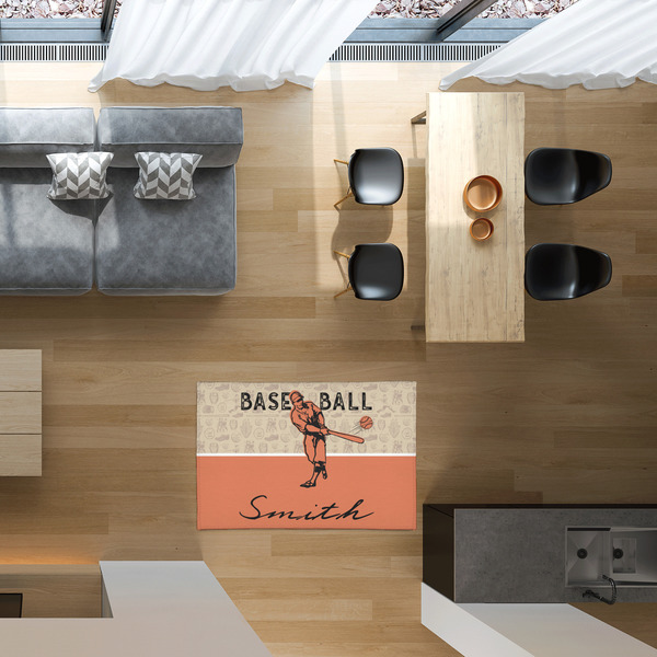 Retro Baseball 2'x3' Indoor Area Rugs - IN CONTEXT