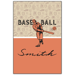 Retro Baseball Wood Print - 20x30 (Personalized)