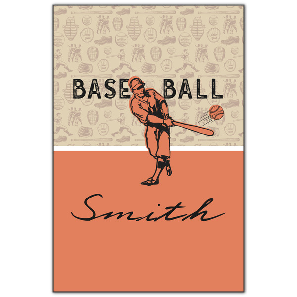 Custom Retro Baseball Wood Print - 20x30 (Personalized)