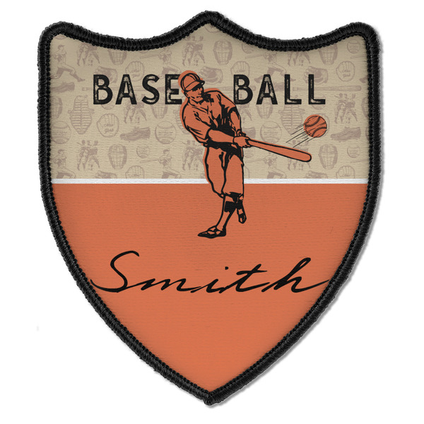 Custom Retro Baseball Iron On Shield Patch B w/ Name or Text