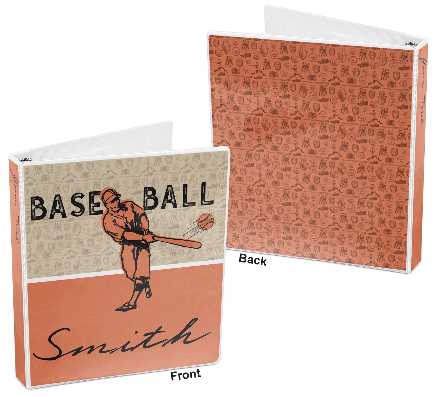 Custom Retro Baseball 3Ring Binder 1 inch (Personalized