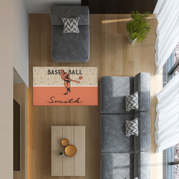 Retro Baseball 3'x5' Indoor Area Rugs - IN CONTEXT