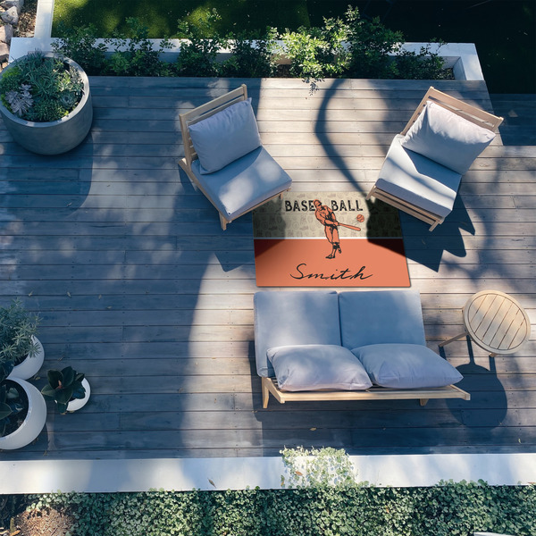 Retro Baseball 3'x5' Patio Rug - In Context