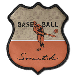 Retro Baseball Iron On Shield Patch C w/ Name or Text