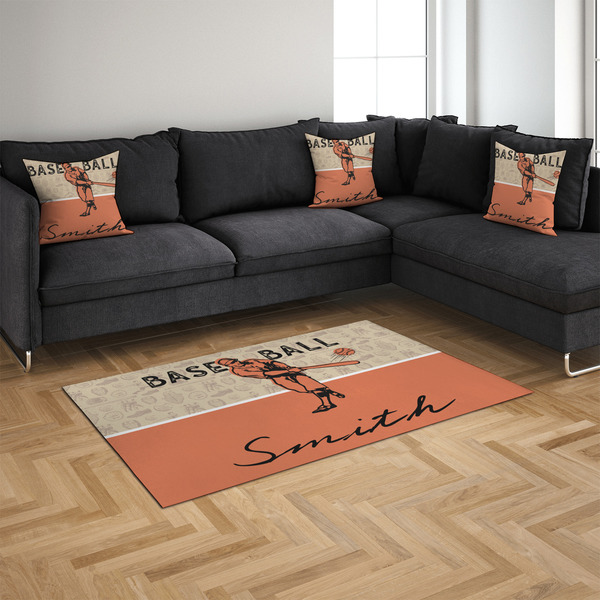 Retro Baseball 4'x6' Indoor Area Rugs - IN CONTEXT