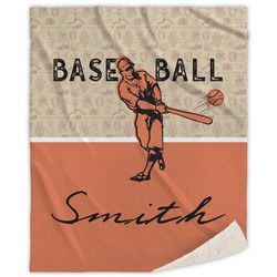 Retro Baseball Sherpa Throw Blanket - 60"x80" (Personalized)