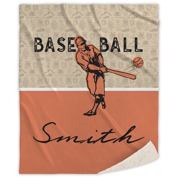 Custom Retro Baseball Sherpa Throw Blanket (Personalized)