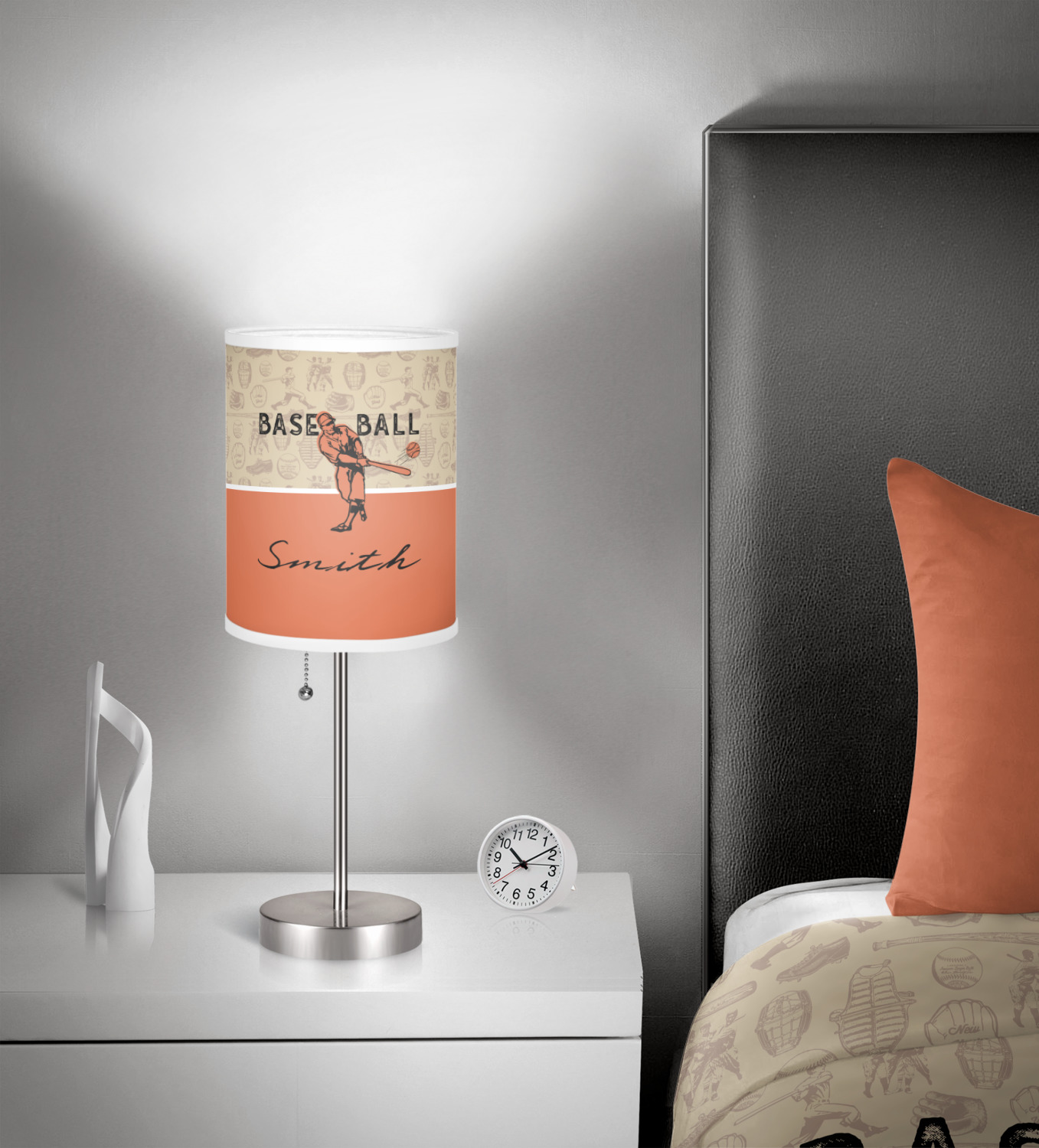 Custom Retro Baseball 7" Drum Lamp with Shade (Personalized