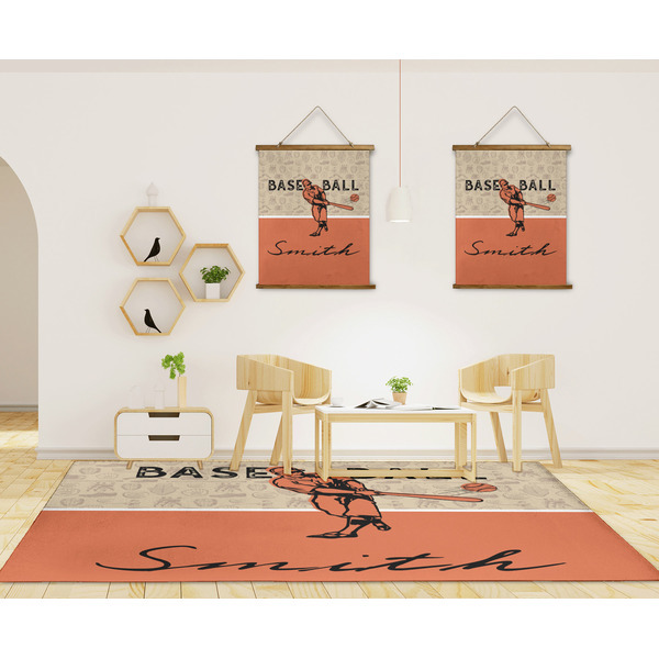 Retro Baseball 8'x10' Indoor Area Rugs - IN CONTEXT