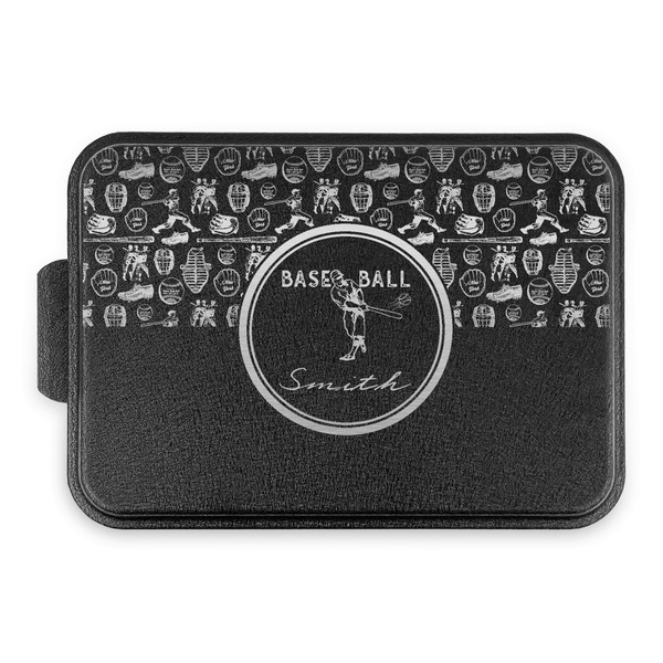 Retro Baseball Aluminum Baking Pan - Black Lid - FRONT