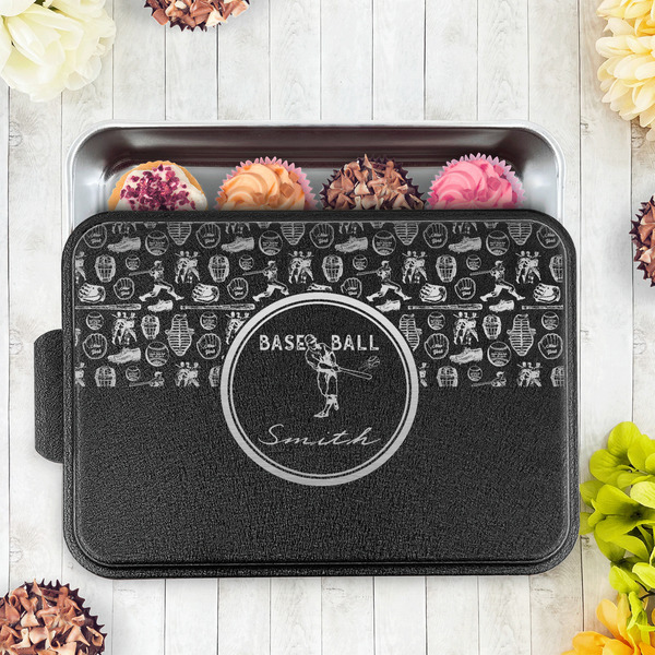 Retro Baseball Aluminum Baking Pan - Black Lid - LIFESTYLE