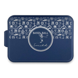 Retro Baseball Aluminum Baking Pan with Navy Lid (Personalized)