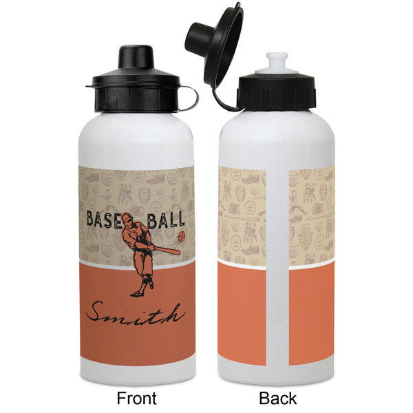 Retro Baseball Aluminum Water Bottle - White APPROVAL