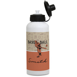Retro Baseball Water Bottles - Aluminum - 20 oz - White (Personalized)