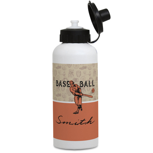 Custom Retro Baseball Water Bottles - Aluminum - 20 oz - White (Personalized)