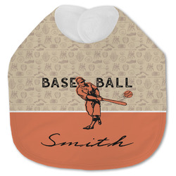 Retro Baseball Jersey Knit Baby Bib w/ Name or Text