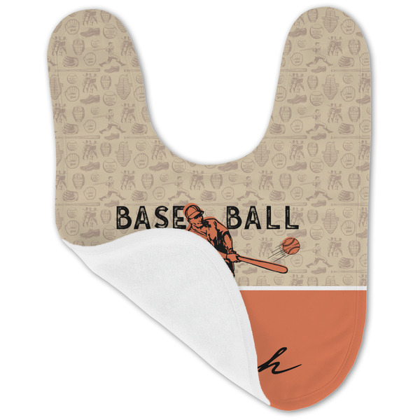Retro Baseball Baby Bib - AFT folded